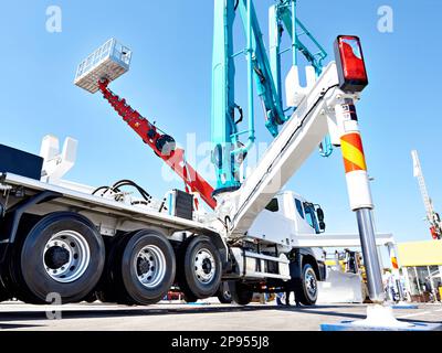 Supporto idraulico per pompa per calcestruzzo per la costruzione di autocarri Foto Stock