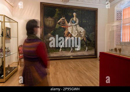 Collezione di Caterina II a Zerbst, commemora la principessa Sophie Auguste Friederike di Anhalt-Zerbst, poi la russa Tsarina Caterina la Grande, Zerbst, Sassonia-Anhalt, Germania Foto Stock