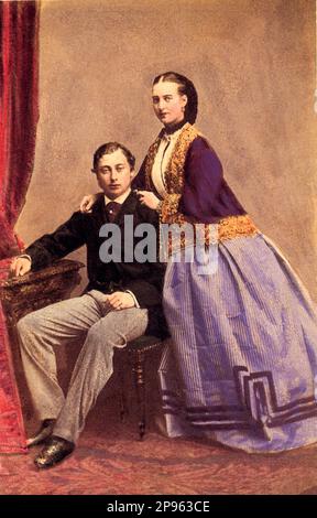 1870 c, GRAN BRETAGNA : il futuro re EDOARDO VII d'Inghilterra ( 1841 - 1910 , Principe di Galles ) con la moglie ALEXANDRA od DENMARK ( futura regina d'Inghilterra ). EDOARDO era figlio della regina Vittoria e del principe consort Albert . Foto di Ghemar Freres , Bruxelles , BELGIO . - Casa DI WINDSOR - Casa di Saxe-Coburg-Gotha - INGHILTERRA - GRAN BRETAGNA - royalty - nobili - Nobiltà - FAMIGLIA REALE - FAMIGLIA - ritratto - ritratto - FAMIGLIA - FAMIGLIA - Vittoria ---- Archivio GBB Foto Stock