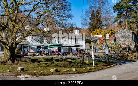 Britannia Inn, Great Langdale, Elter Water, Cumbria Foto Stock