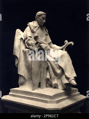 1940 c , SPAGNA : il progetto di monumento al drammaturgo barocco spagnolo TIRSO DE MOLINA ( 1579 - 1648 ) nato da Fray Gabriel Tellez , autore della commedia " El Burlador de Sevilla y el Convidado de Piedra ", Il pezzo in cui Don Juan per la prima volta ( DON GIOVANNI e il Convitato di pietra ) . Scultura di FEDERICO COULLANT VALERA Mendiguita ( Madrid 1912 - la Granja de San Ildefonso 1989 ) per Plaza Tirso de Molina a Madrid. Ma nel 1943 un altro monumento fu realizzato da un altro scultore spagnolo Rafael vela del Castillo . Foto di Ruiz Vernacci , Madrid - RITRATTO - ritratto - ARTE Foto Stock