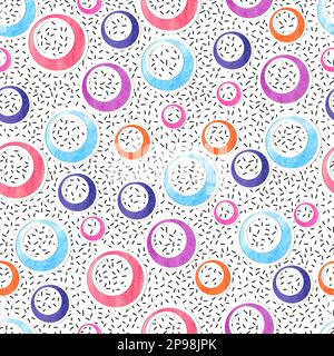 Motivo a cerchi colorati senza cuciture. Sfondo astratto vettoriale con anelli. Illustrazione Vettoriale