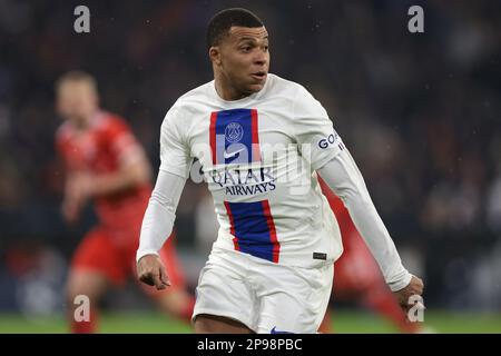 Monaco, Germania. 8th Mar, 2023. Kylian Mbappe di PSG durante la partita della UEFA Champions League all'Allianz Arena di Monaco. Il credito per le immagini dovrebbe essere: Jonathan Moskrop/Sportimage Credit: Sportimage/Alamy Live News Foto Stock