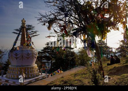 Stupa in Lhagyal ri,vicino Tsuglagkhang complesso,McLeod Ganj Dharamsala, Himachal Pradesh, India, Asia Foto Stock