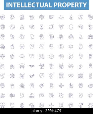 Proprietà intellettuale / ip vector icon set. concetto di brevetti ...