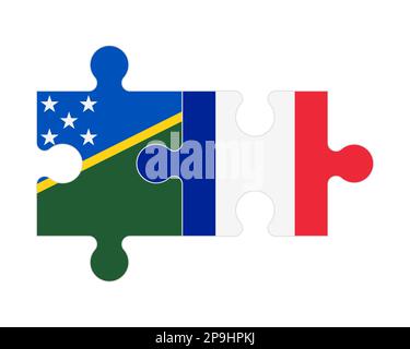 Puzzle connesso di bandiere di Isole Salomone e Francia , vettore Illustrazione Vettoriale