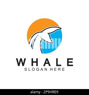 disegno di illustrazione vettoriale del logo della coda di balena. Icona grafica coda di balena Illustrazione Vettoriale