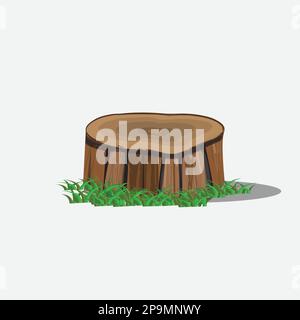 arte vettoriale su legno d'albero su bianco Illustrazione Vettoriale