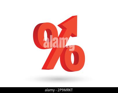 Icona del profitto della crescita in stile piatto. Illustrazione vettoriale con freccia in alto e in basso in percentuale su sfondo isolato. Finanza tasso di interesse segno business concetto Illustrazione Vettoriale