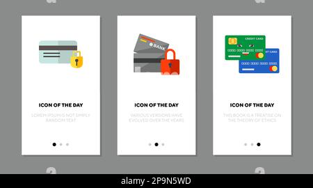 Set di icone piatte della carta di credito Illustrazione Vettoriale