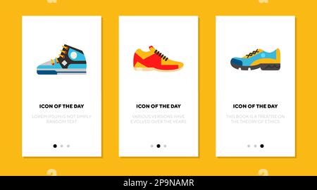 Cool stivali sportivi piatto vettore icona set Illustrazione Vettoriale