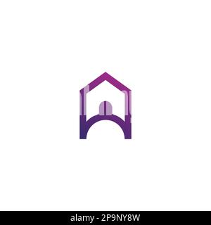 Lettera A Home Logo. Iniziale Un bene immobile. Adatto per architettura o design con logo interno Illustrazione Vettoriale