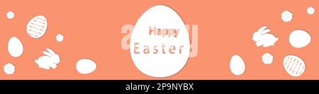 Banner web di Pasqua con colorate uova di Pasqua dipinte. Uova di Pasqua con consistenza diversa. Illustrazione vettoriale EPS10 Illustrazione Vettoriale