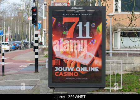 Billboard 711 Casino ad Amsterdam Paesi Bassi 8-3-2023 Foto Stock