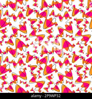 Disegno astratto con forme geometriche ondulate rosa e arancione. Illustrazione Vettoriale