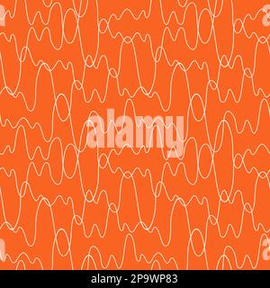 Piccole linee bianche ondulate su sfondo arancione. Contorno ripetizione senza giunture. Illustrazione Vettoriale
