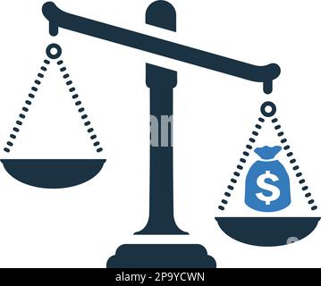 Icona di equilibrio, debito, mutuo ipotecario, tasse. Bel disegno e vettore completamente modificabile per i progetti commerciali, stampa, web o di qualsiasi tipo. Illustrazione Vettoriale