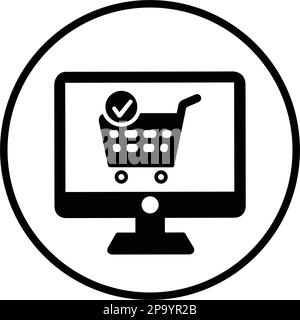 E commerce, icona shopping online. Bel disegno e vettore completamente modificabile per i progetti commerciali, stampa, web o di qualsiasi tipo. Illustrazione Vettoriale