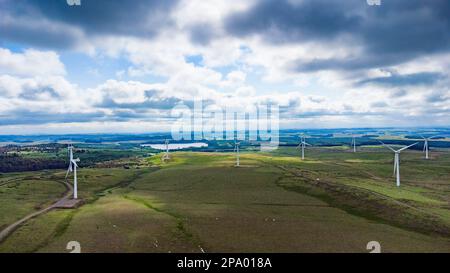 A riva fattorie britanniche Green Rigg Wind farm Foto Stock