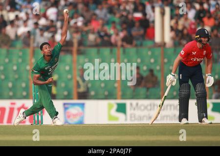 Mustafizur Rahman Bangladesh-Inghilterra 1st T20I partita di tre serie di partite allo stadio di cricket Zahur Ahmed Chowdhury, Sagorika, Chattogram, Bangladesh. Foto Stock