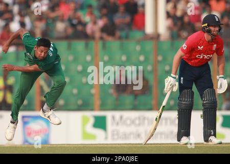 Mustafizur Rahman Bangladesh-Inghilterra 1st T20I partita di tre serie di partite allo stadio di cricket Zahur Ahmed Chowdhury, Sagorika, Chattogram, Bangladesh. Foto Stock