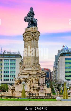 Piazza Marquis de Pombal a Lisbona, Portogallo Foto Stock