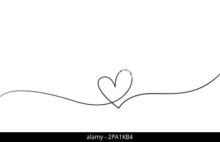 Una linea di disegno cuore, disegnata a mano vettore minimalista illustrazione del concetto di amore Illustrazione Vettoriale