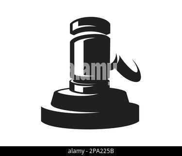 Giustizia Gavel l'illustrazione come simbolizzazione della giustizia, del verdetto e dell'ordine. Visualizzato con stile Silhouette Illustrazione Vettoriale