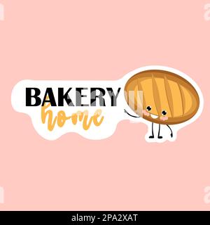 Adesivo casa forno. pane. Logo panetteria. Illustrazione vettoriale di panetteria e pasticceria. Illustrazione Vettoriale