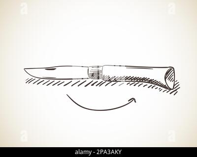 Il jackknife vettoriale disegnato a mano isolato con la freccia mostra come piegarsi Illustrazione Vettoriale