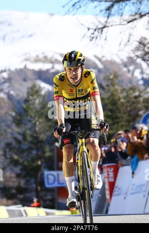 Il danese Jonas Vingegaard di Jumbo-Visma ha mostrato in azione durante la fase 7 della 81st edizione della gara ciclistica Parigi-Nizza di otto giorni, 142,9km da Nizza al col de la Couillole, Francia, sabato 11 marzo 2023. FOTO DI BELGA DAVID PINTENS Foto Stock