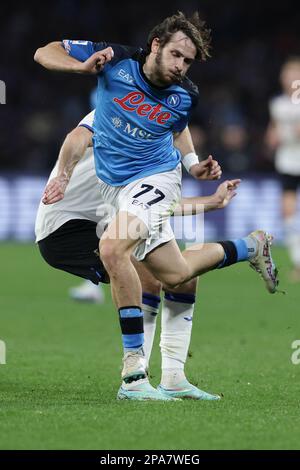 Napoli, Italia. 11th Mar, 2023. Khvicha Kvaratskhelia di SSC Napoli durante la Serie Una partita di calcio tra SSC Napoli e Atalanta BC allo stadio Diego Armando Maradona di Napoli (Italia), 11th marzo 2023. Foto Cesare Purini/Insidefoto Credit: Insidefoto di andrea staccioli/Alamy Live News Foto Stock