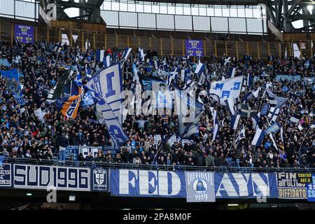 Napoli, Italia. 11th Mar, 2023. Tifosi della SSC Napoli durante la Serie Una partita tra Napoli e Atalanta allo Stadio Diego Armando Maradona, Napoli, Italia il 11 marzo 2023. Credit: Giuseppe Maffia/Alamy Live News Foto Stock