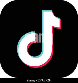 Logo Tiktok. Logo realistico di icone sui social media. Tik Tok modello icona piatta colore nero modificabile. Vettore simbolo icona piatta Tik Tok Illustrazione Vettoriale