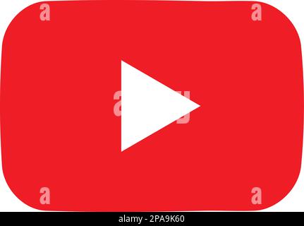 Logo YouTube rosso su sfondo trasparente. Logo realistico di icone sui social media. Icona video e musica di YouTube. Illustrazione Vettoriale