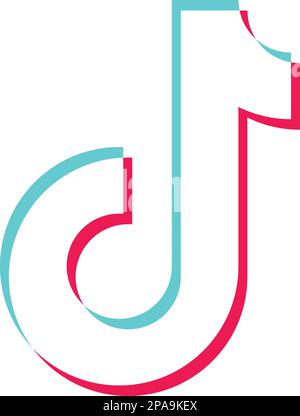 Logo Tiktok. Logo realistico di icone sui social media. Tik Tok modello icona piatta colore nero modificabile. Vettore simbolo icona piatta Tik Tok Illustrazione Vettoriale