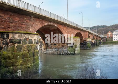 Ponte Romano e Mosella fiume - Treviri, Germania Foto Stock