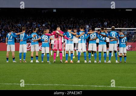 Napoli, Italia. 11th Mar, 2023. La squadra Napoli, durante la partita della Serie a italiana tra Napoli vs Atalanta risultato finale, Napoli 2, Atalanta 0, partita disputata allo stadio Diego Armando Maradona. Napoli, Italia, 11 Sig., 2023. (Foto di Vincenzo Izzo/Sipa USA) Credit: Sipa USA/Alamy Live News Foto Stock