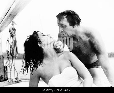 Jolanta Umecka, Leon Niemczyk, on-set del film polacco, 'Knife in the Water', titolo polacco: 'Noz w wodzie', Zespol Filmowy, 1962 Foto Stock