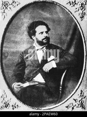 1878 : il celebre poeta italiano Giosué CARDUCCI ( Valdicastello 1835 - Bologna 1907 ) in occasione del primo incontro con la regina italiana Margherita di Savoia , Premio NOBEL per la Letteratura nel 1906 - POETA - POESIA - POESIA - LETTERATURA - Premio Nobel - ritratto - ritratto - barba - barba - barba - letterato - ITALIA ---- ARCHIVIO GBB Foto Stock