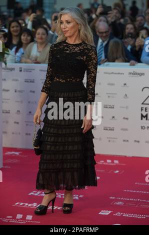 Malaga, Spagna. 11th Mar, 2023. L'attrice spagnola Eva Isanta posa sul tappeto rosso nel Festival del film di Malaga 2023. L'edizione 26th del Malaga Film Festival presenta le migliori proiezioni cinematografiche spagnole in concorso dal 10th al 19th marzo. Il Malaga Spanish Film Festival si è affermato come uno dei maggiori eventi del cinema spagnolo e promotore della cultura cinematografica in Spagna e in America Latina. Credit: SOPA Images Limited/Alamy Live News Foto Stock