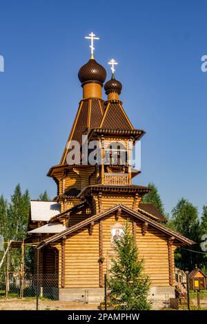 Zhukov, regione di Kaluga, Russia - Giugno 2018: Il tempio in onore dell'icona Tikhvin della Madre di Dio a Zhukov Foto Stock