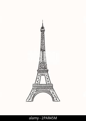 Schizzo della Torre Eiffel a Parigi, Francia, illustrazione vettoriale disegnata a mano Illustrazione Vettoriale