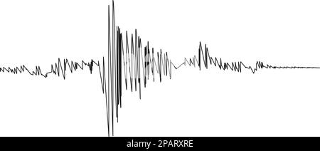 Seismogramma di attività sismica o nero Lie rivelatore registrare su bianco. Sfondo diagramma terremoto o onda audio. Movimento del suolo, eruzione del vulcano. Po Illustrazione Vettoriale