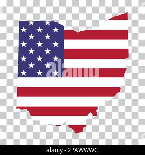 Forma della mappa dell'Ohio, stati uniti d'america. Illustrazione vettoriale simbolo icona concetto piatto . Illustrazione Vettoriale