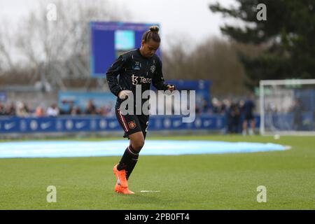 Londra, Regno Unito. 12th Mar, 2023. Londra, 12th 2023 marzo: Nikita Parris (22 Manchester United) si scalda durante il gioco della Barclays fa Womens Super League tra Chelsea e Manchester United a Kingsmeadow, Londra, Inghilterra. (Pedro Soares/SPP) Credit: SPP Sport Press Photo. /Alamy Live News Foto Stock