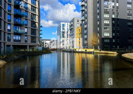 One Vesta Street, Weavers Quay e Lampwick Quay, New Islington, Ancoats, Manchester, Inghilterra, REGNO UNITO Foto Stock