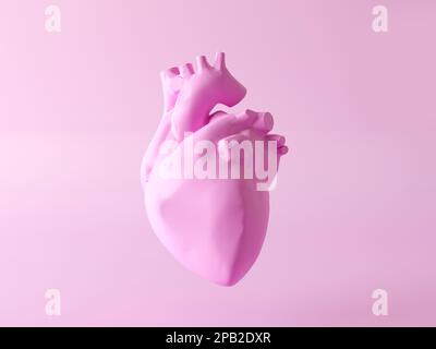 Realistica del cuore umano organo con l'aorta e nelle arterie, rendering 3D  isolati su sfondo bianco Foto stock - Alamy