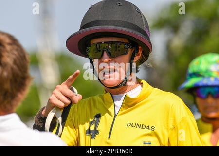 Port Mayaca, Stati Uniti. 12th Mar, 2023. 3/10/23 Port Mayaca, Florida Nina Clarkin DUNDAS VS EL CID FITNESS durante le semifinali US Women's Polo 18-24 Goal Cup 2023, tenutesi presso il polo Port Mayaca di Port Mayaca, Florida, venerdì 10 marzo 2023. Credit: Jennifer Graylock/Alamy Live News Foto Stock