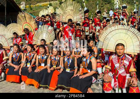 Performers gathered at the Hornbill Festival, Kohima, Nagaland, India, Asia Stock Photo